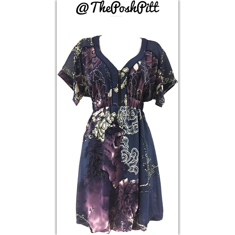 Guess Los Angeles Multicolored Floral Print Dress